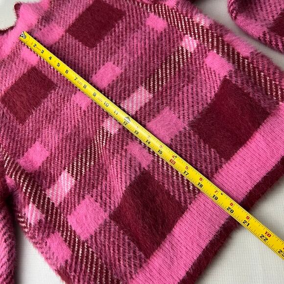 English Factory Checkered Plaid Cardigan Sweater Pink Women Size Large NEW - Picture 4 of 11